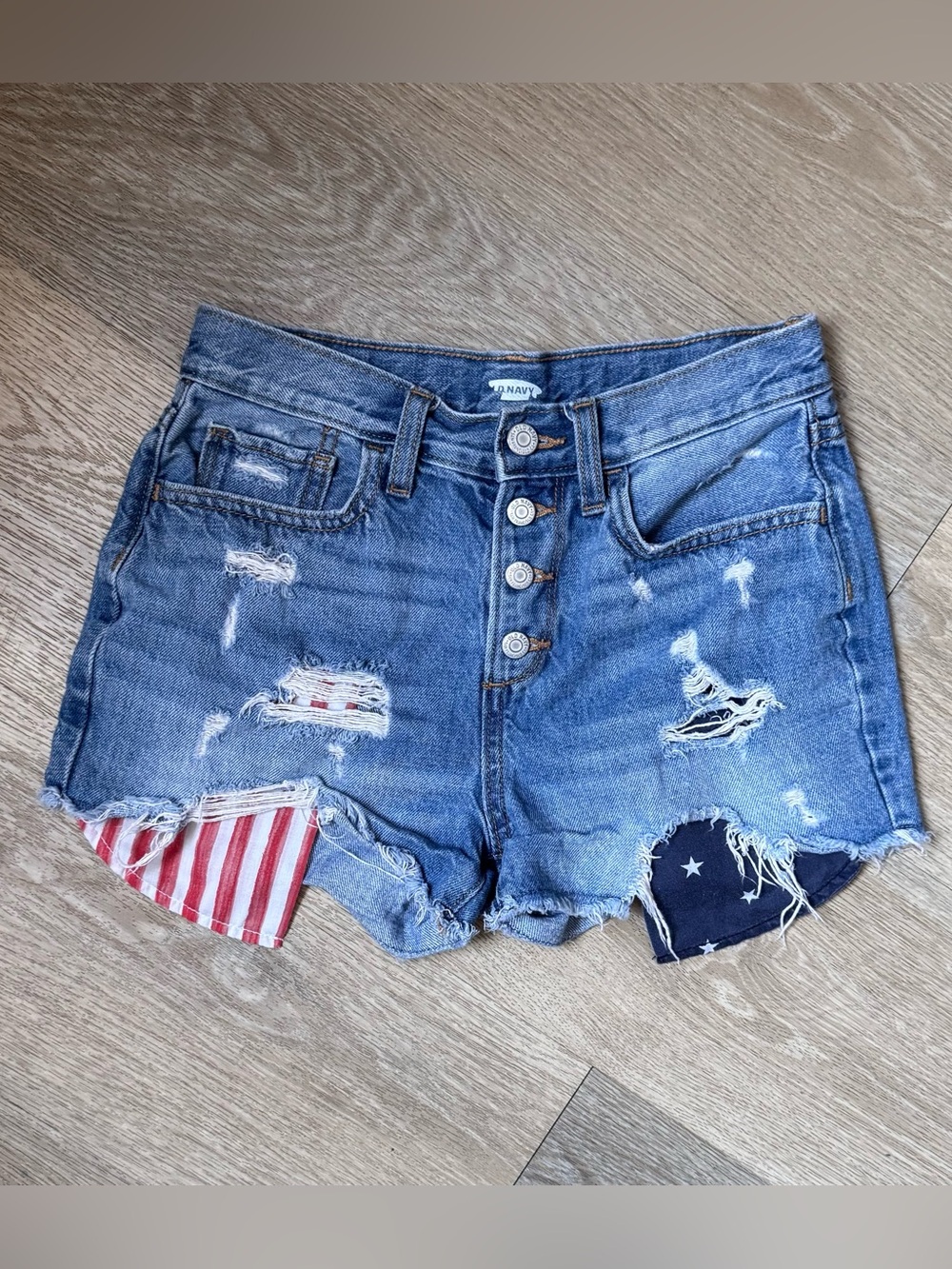 Old Navy High-Waisted Americana 4th of July Exposed-Pocket Jean Shorts Girls 14